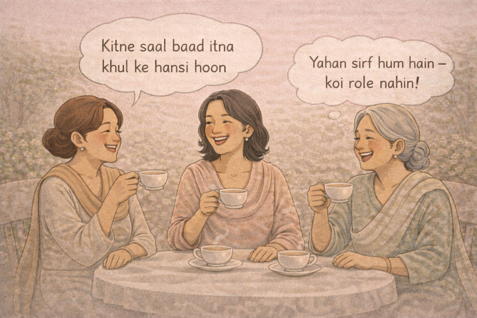 Women enjoying conversation and laughter together